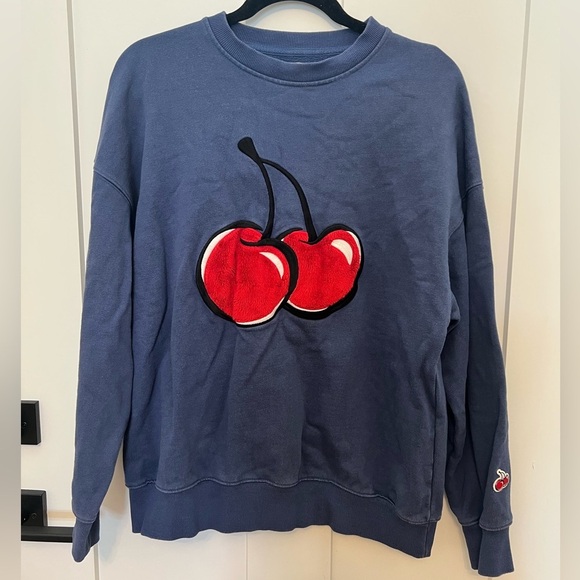 kirsh Tops - Kirsh Blue Cherry crewneck sweatshirt-BTS V Style